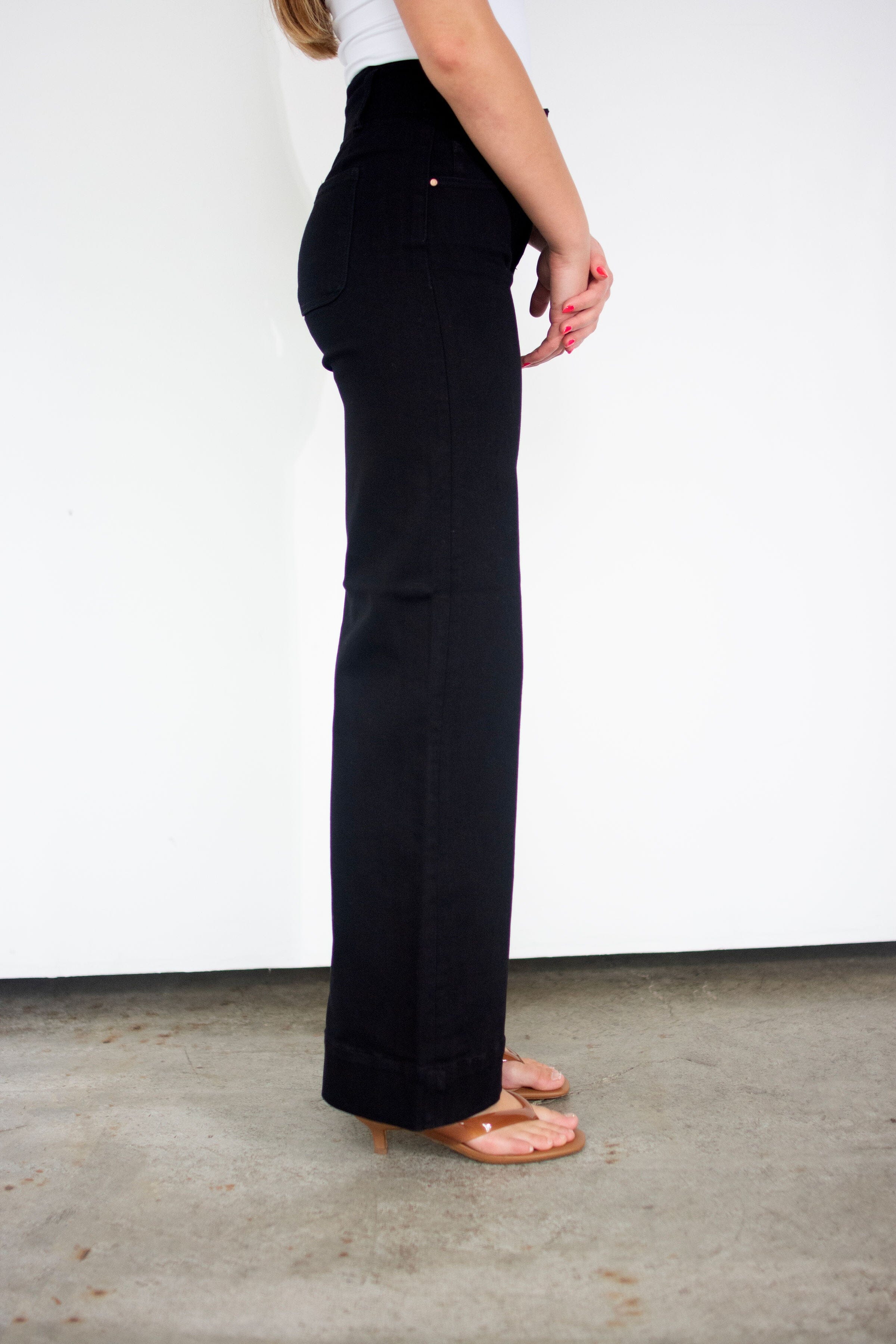 RISEN Black High Rise Wide Leg Jeans