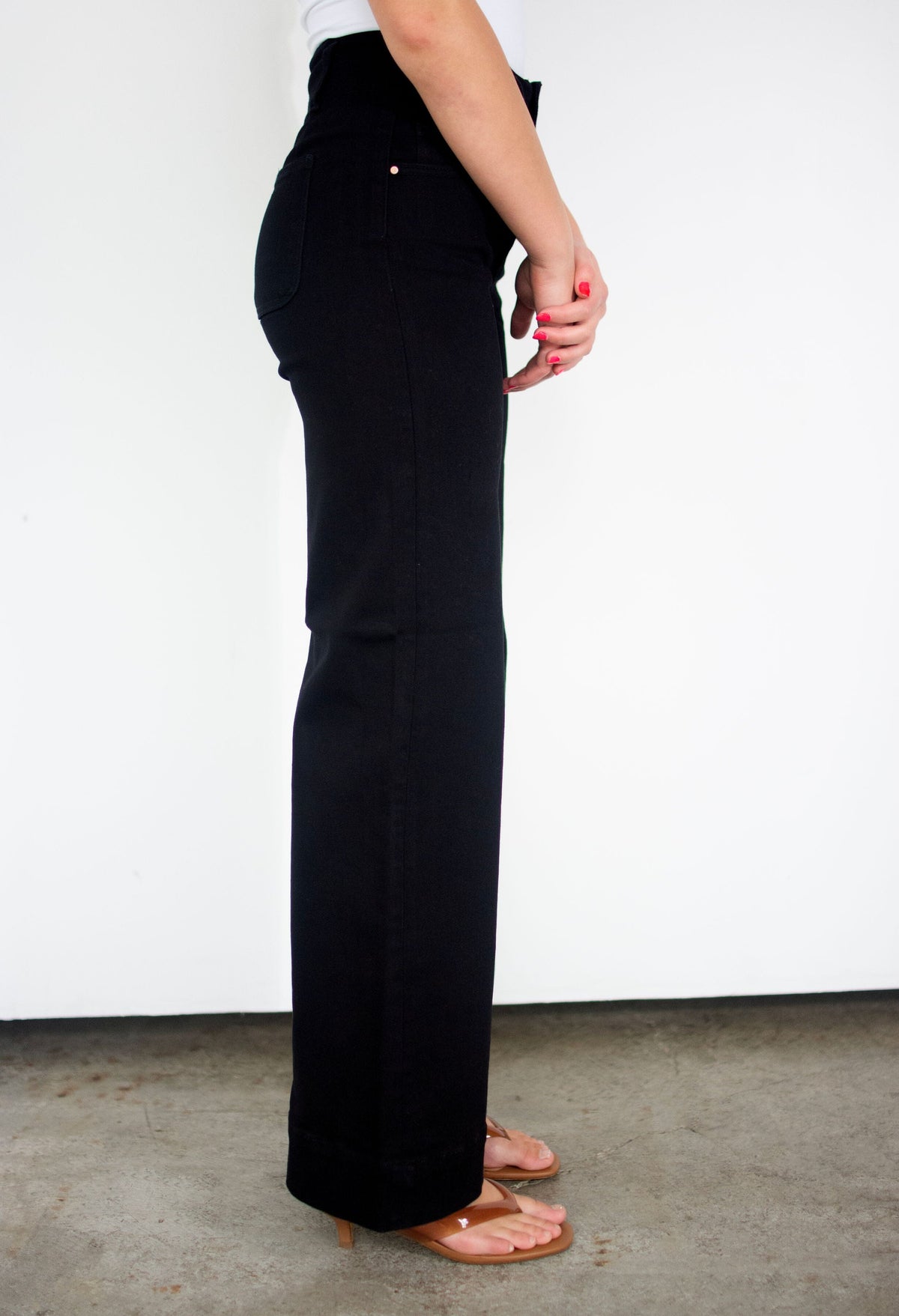 RISEN Black High Rise Wide Leg Jeans