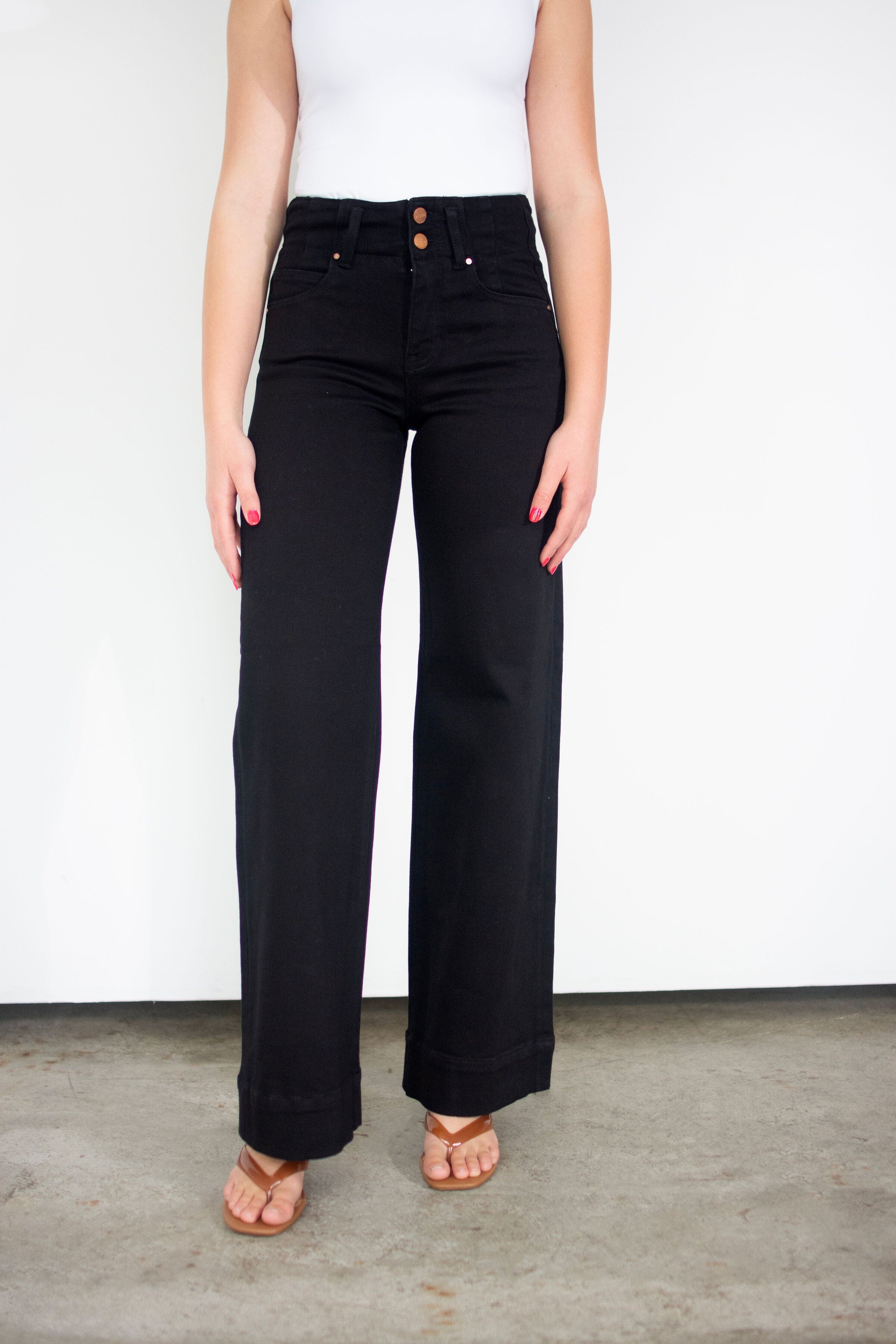RISEN Black High Rise Wide Leg Jeans