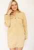 Taupe Washed Woven Shirt Dress
