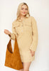 Taupe Washed Woven Shirt Dress