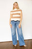 RISEN Tummy Control High Rise Wide Front Pintuck Jeans