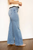 RISEN Tummy Control High Rise Wide Front Pintuck Jeans