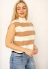 Striped Mock Neck Sleeveless Sweater