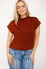 Rust Knit Mock Neck Pullover Top