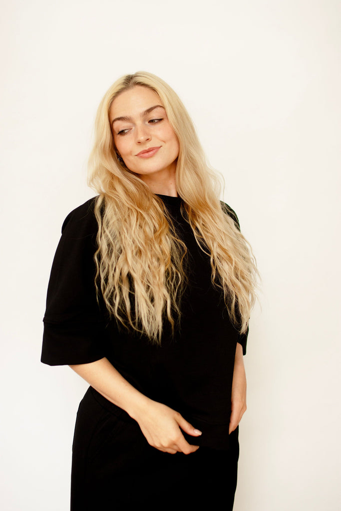 Black Scuba Knit Top