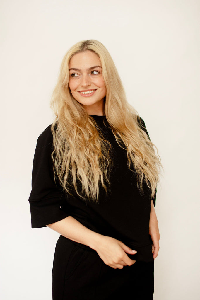 Black Scuba Knit Top