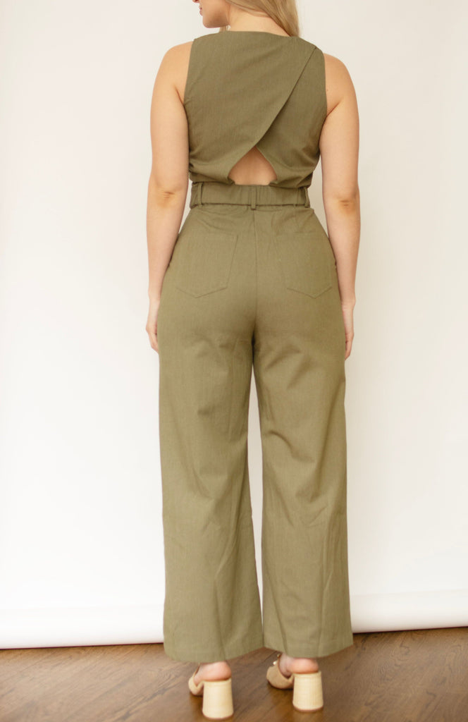 Olive Tailored Wide Leg Jumpsuit