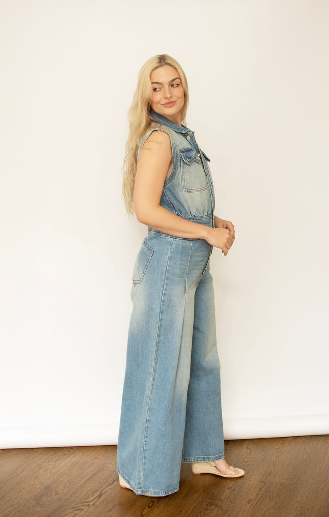Denim Casual Wide Leg Jumpsuit