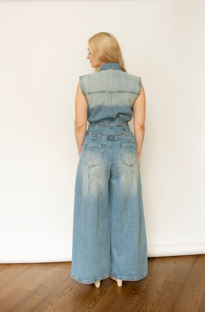 Denim Casual Wide Leg Jumpsuit