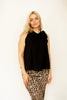 Black Sleeveless Ruffle Poplin Top