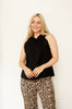 Black Sleeveless Ruffle Poplin Top