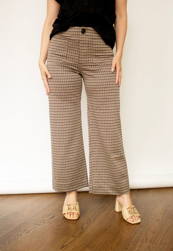Houndstooth Straight Leg Ankle Pants