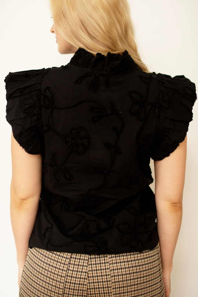 Black Floral Detail Shirt