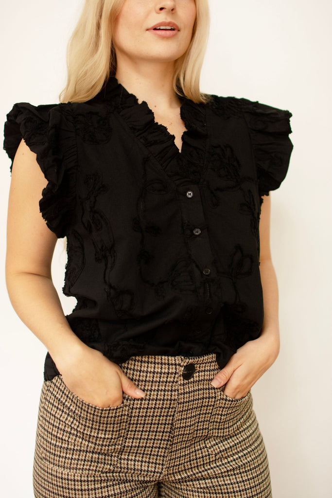 Black Floral Detail Shirt