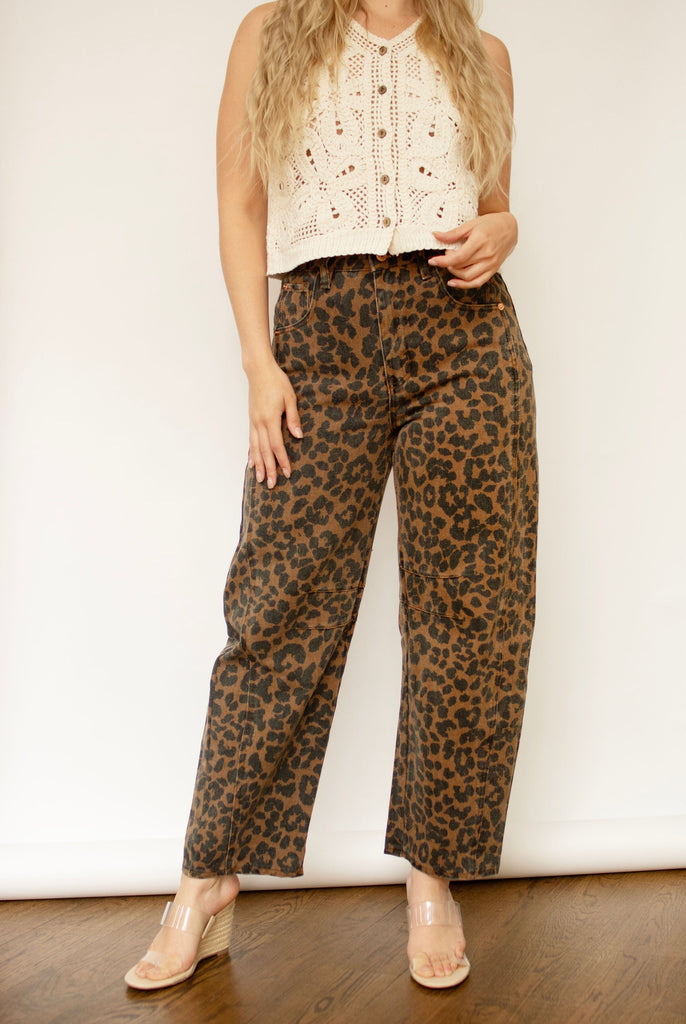 Leopard Ankle Barrel Pants