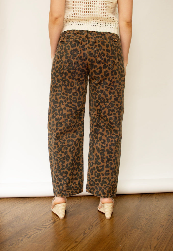 Leopard Ankle Barrel Pants