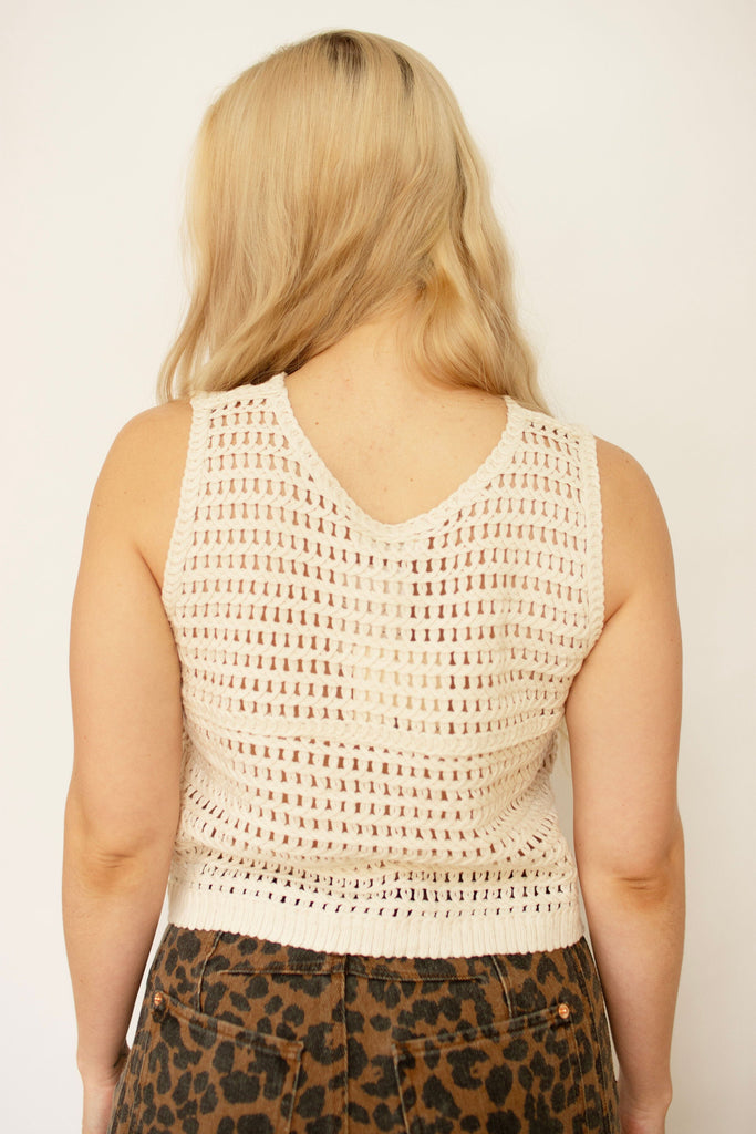 Natural Crochet Knit Top
