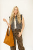 Charcoal Ruffle Detail Denim Vest