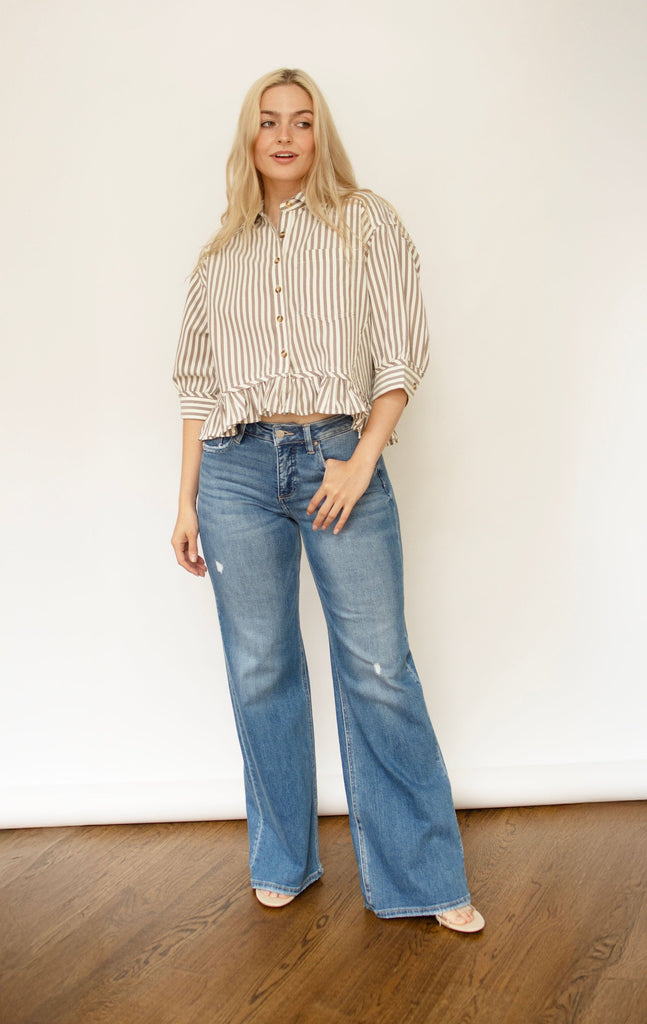 Coco Stripe Ruffle Hem Top