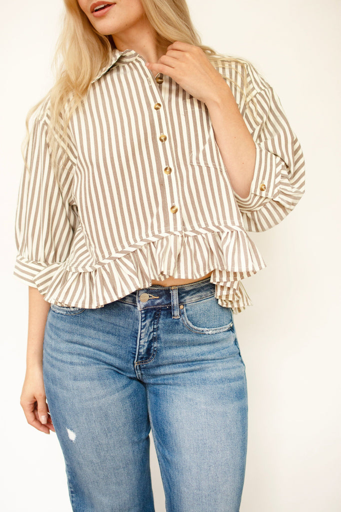 Coco Stripe Ruffle Hem Top
