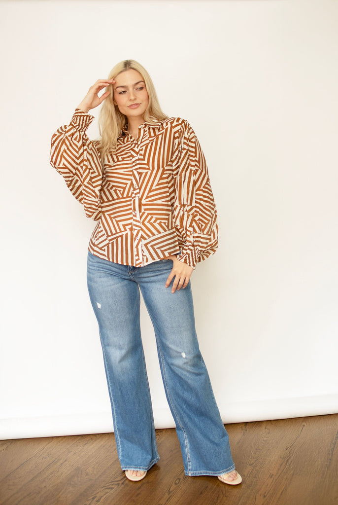 Coco Print Bubble Sleeve Top