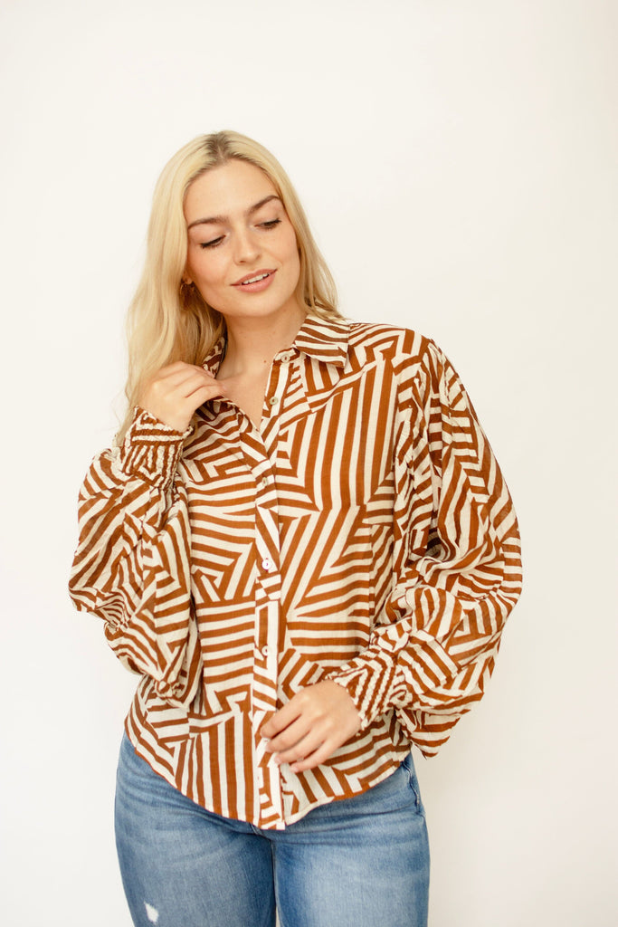 Coco Print Bubble Sleeve Top