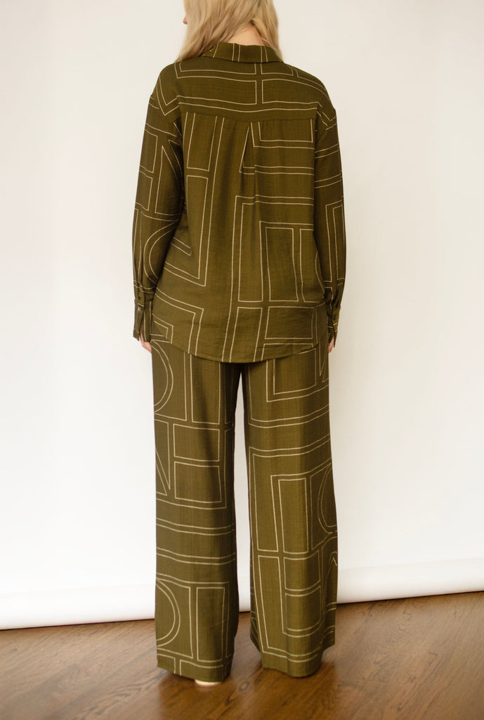 Olive Print Relaxed Pants
