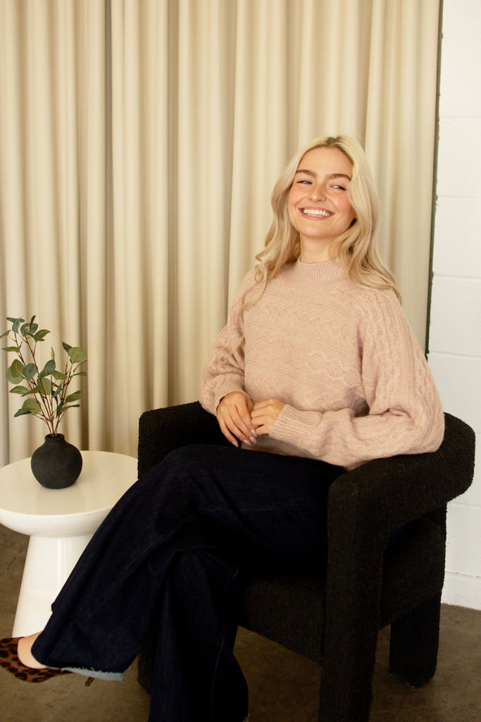 Rose Cable Knit Cropped Sweater