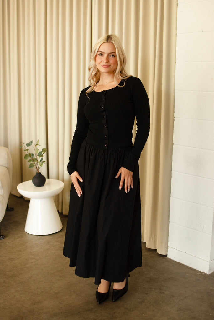 Black Ribbed Cardigan Top