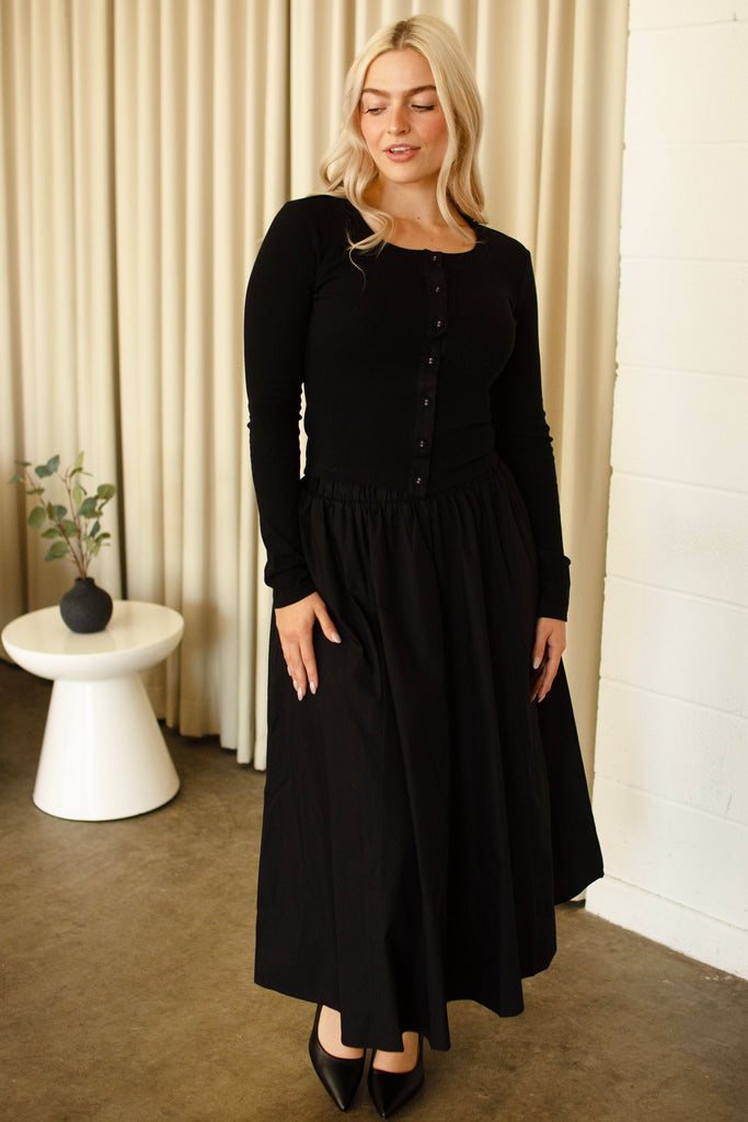 Black Ribbed Cardigan Top