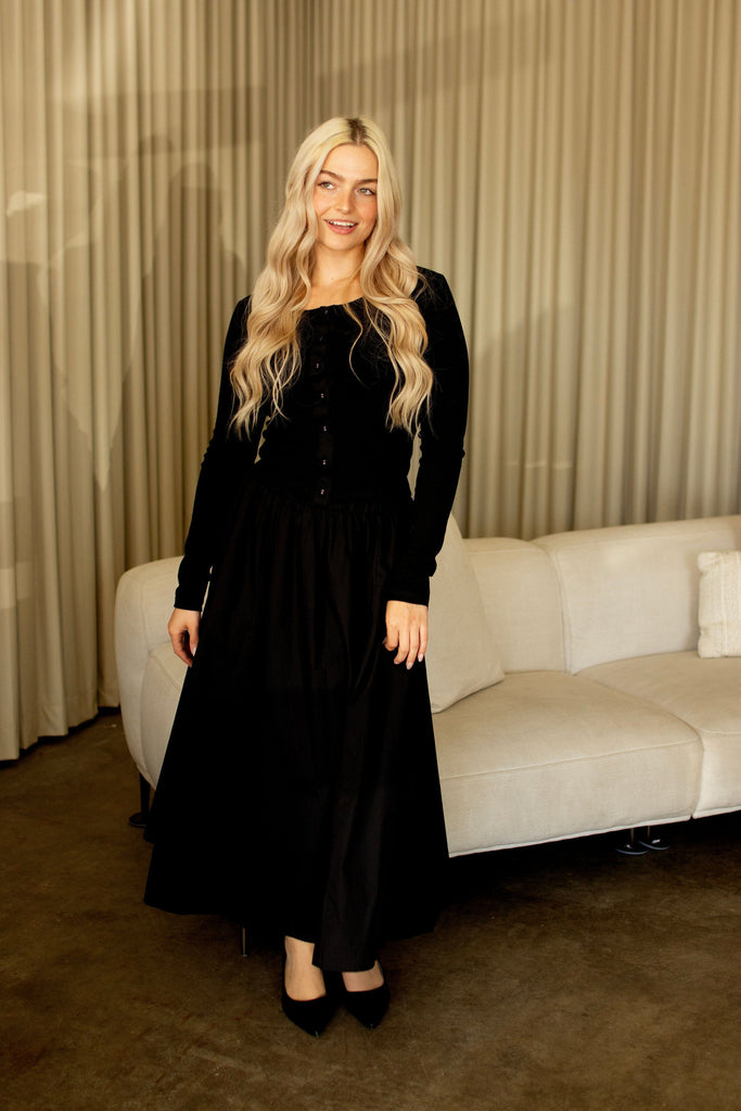 Black Ribbed Cardigan Top