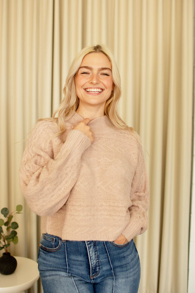 Rose Cable Knit Cropped Sweater