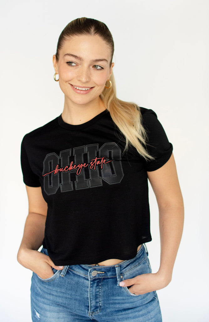 Black Cropped OHIO Tee