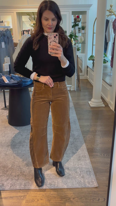 RISEN Camel Corduroy Slouchy Ankle Barrel Jeans