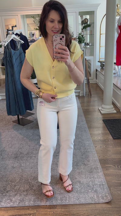 Yellow Cotton Button-Down Sweater Vest