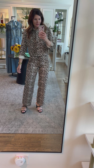 Washed Leopard Print Short Jacket