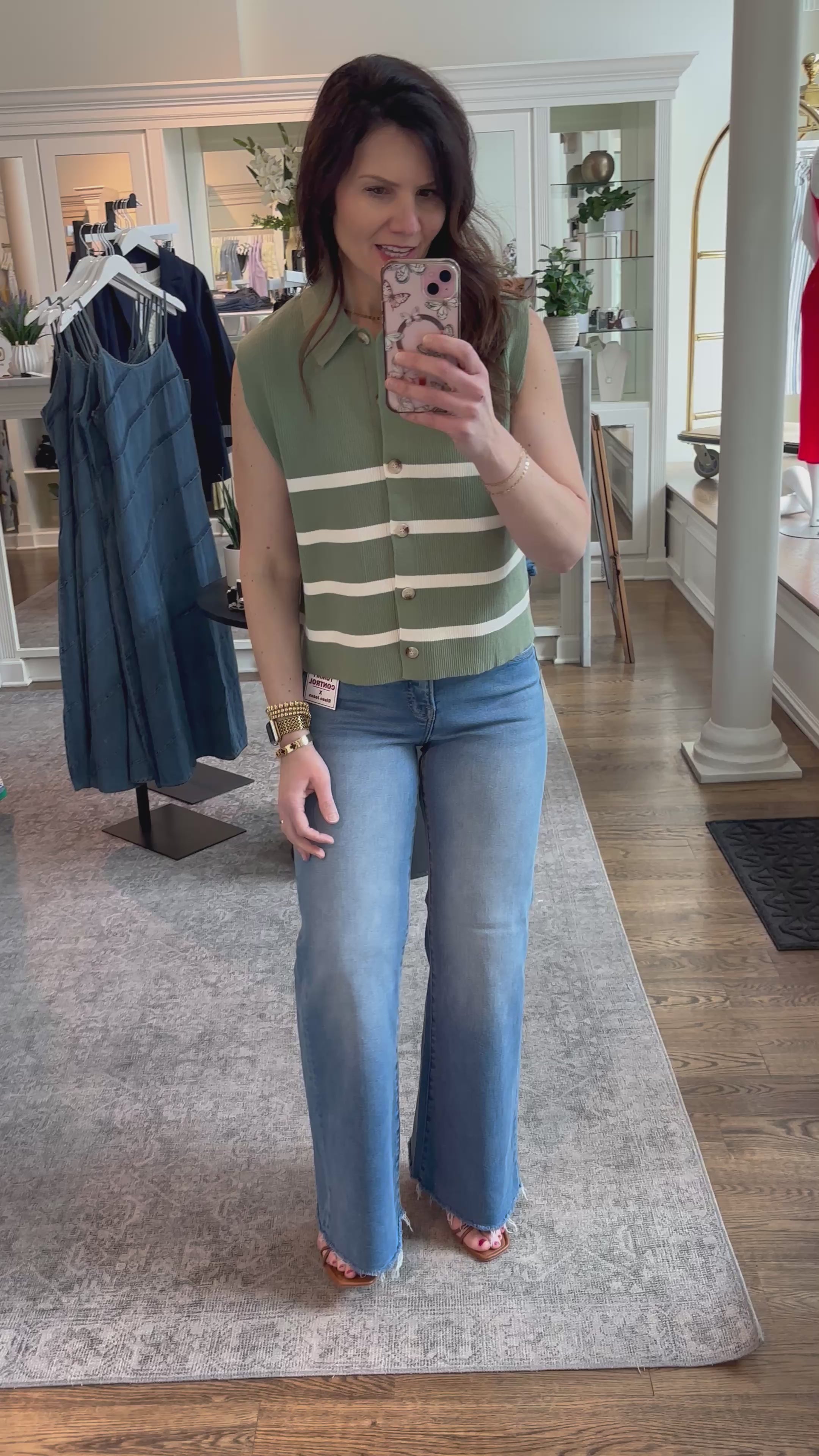Stone Green Button-Dwon Sweater Vest