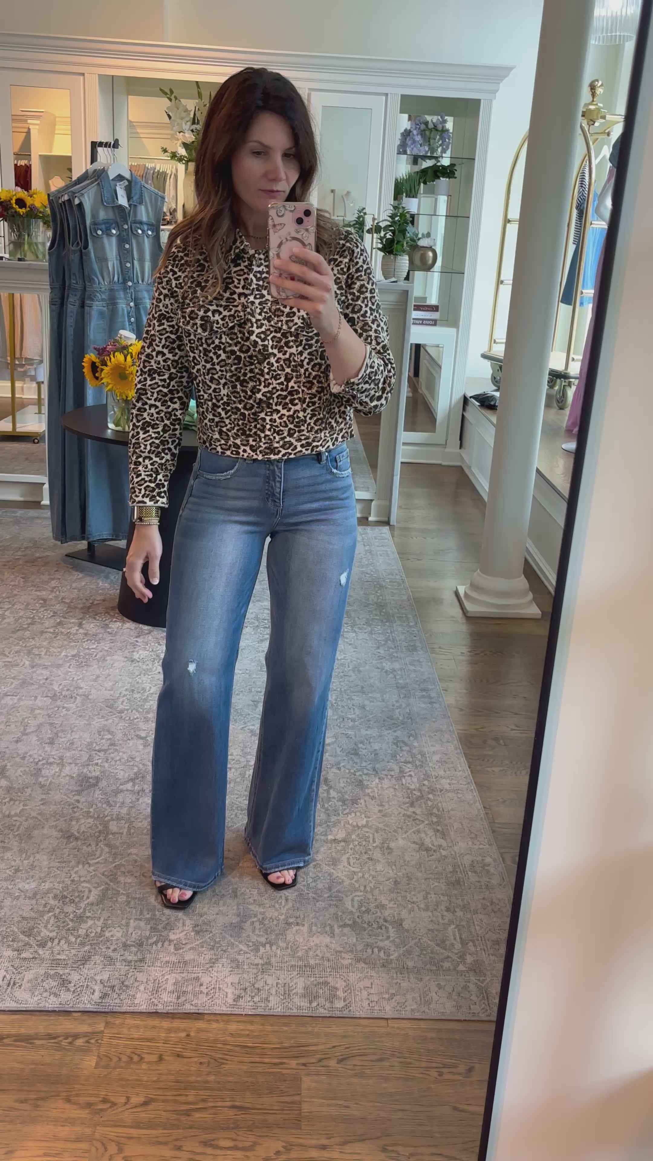 Washed Leopard Print Short Jacket