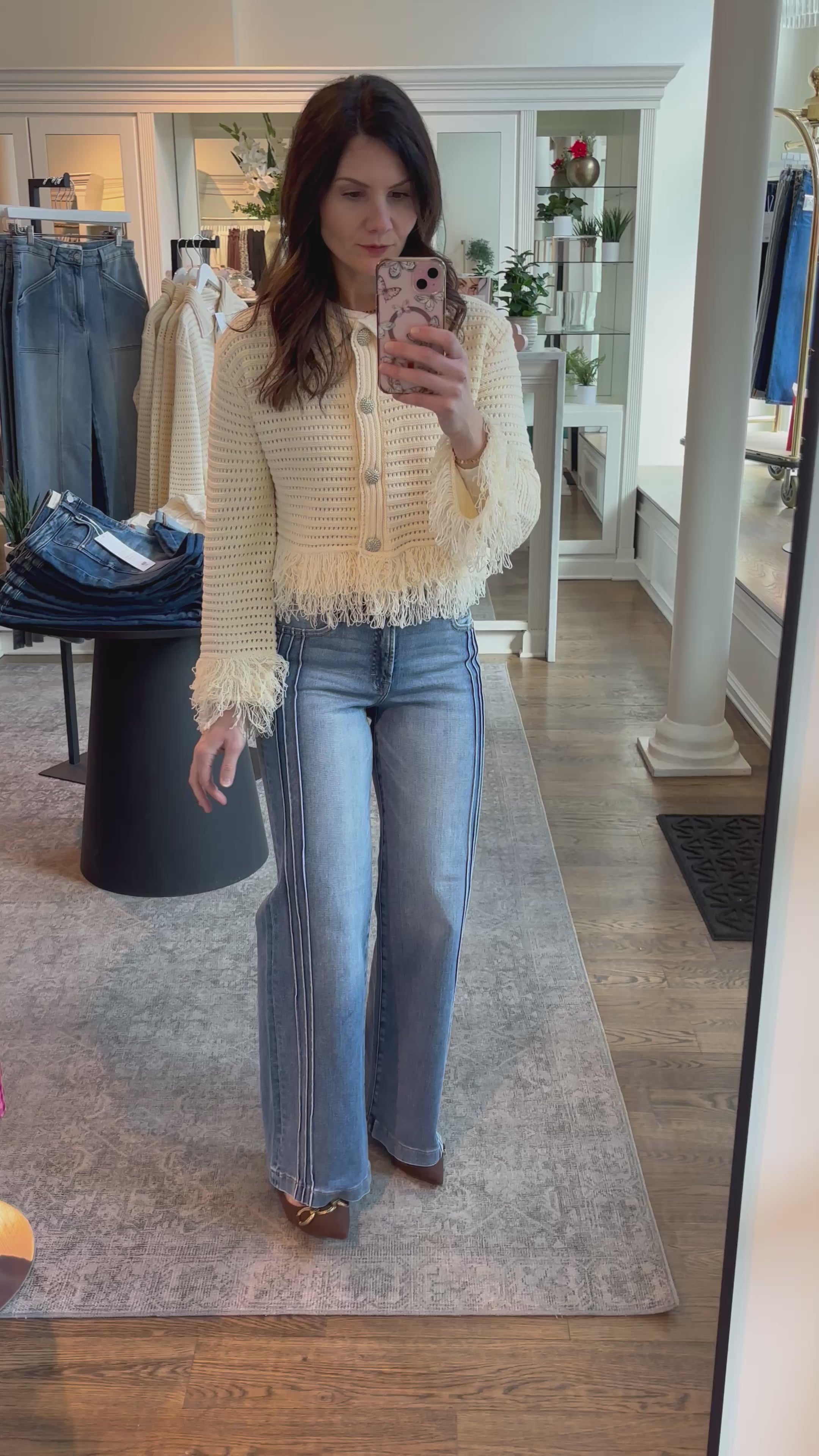HIDDEN Medium Wash Pintuck Mid Rise Flare Jeans