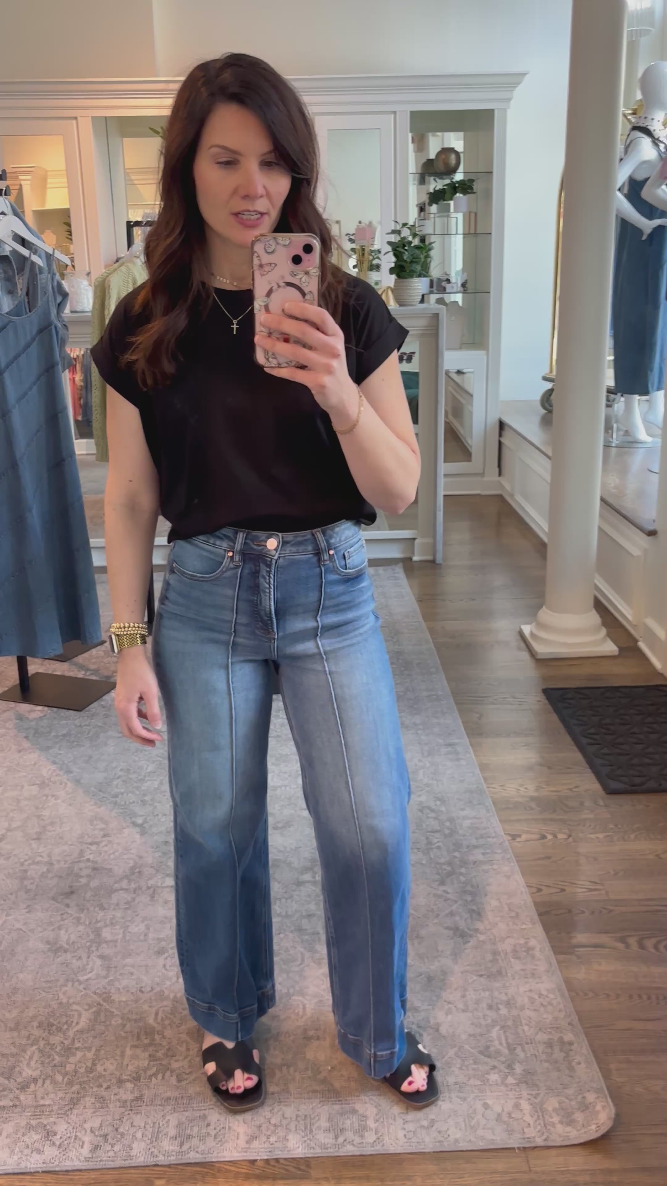 Midnight Cotton Cuffed Sleeve Cropped Top