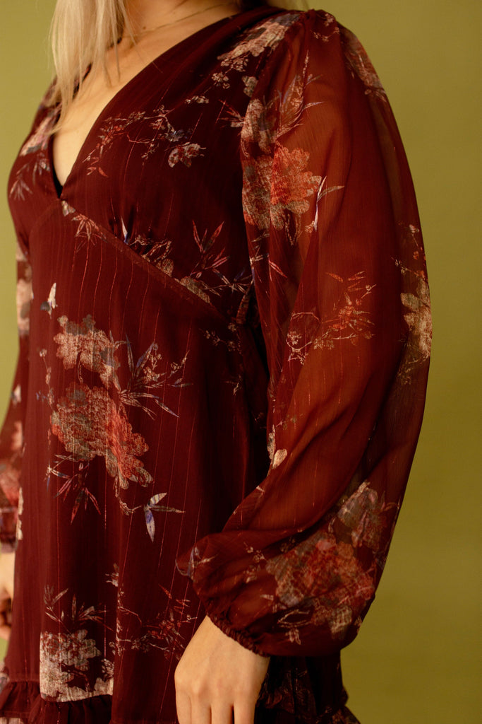 Burgundy Floral Maxi Dress