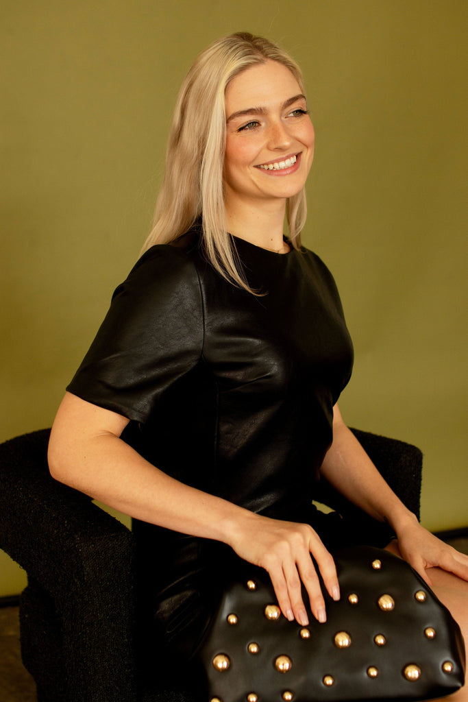 Black Faux Leather Mini Dress