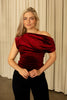 Burgundy Asymmetrical Neckline Velvet Top