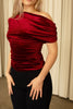Burgundy Asymmetrical Neckline Velvet Top