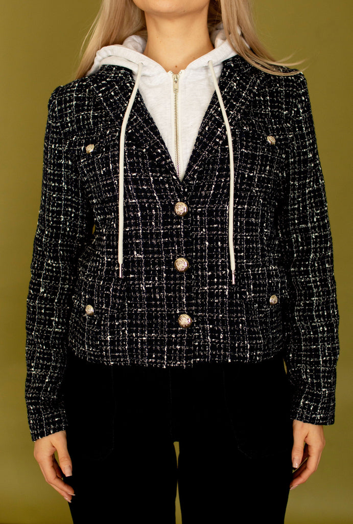 Navy Tweed Layered Jacket