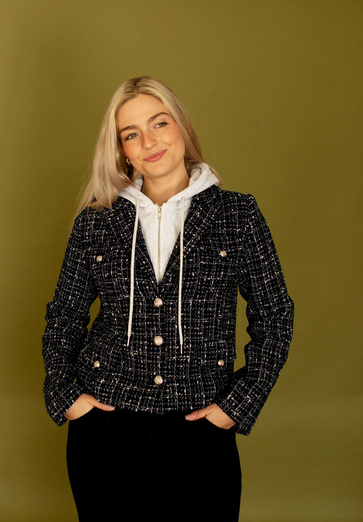 Navy Tweed Layered Jacket