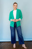 Emerald Green Shirred Sleeve Blazer