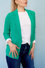 Emerald Green Shirred Sleeve Blazer
