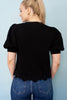 Black Scallop Hem Detail Top